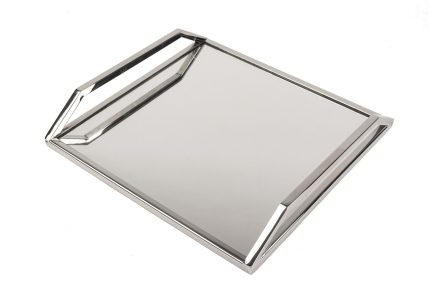 Gümüş Metal Kare Aynalı Tepsi